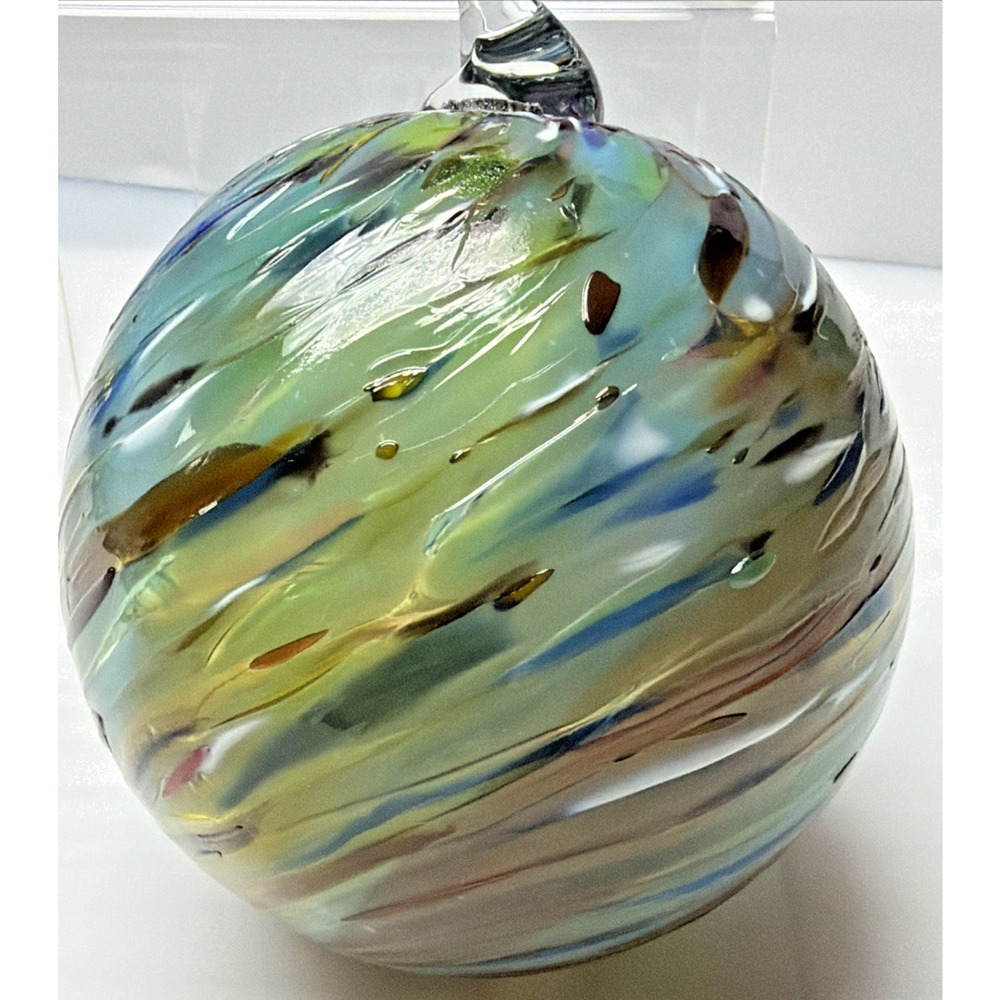Hand Blown Art Glass Friendship Witch Ball Orb Suncatcher Ornament Mottled